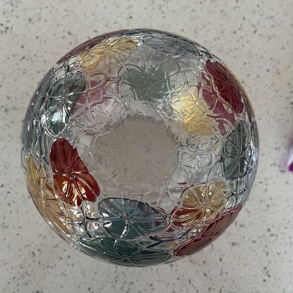 Hand Blown Clear Glass Bohemia Vase Made in Czech 6" Tall Hand Painted Flowers - Picture 8 of 8